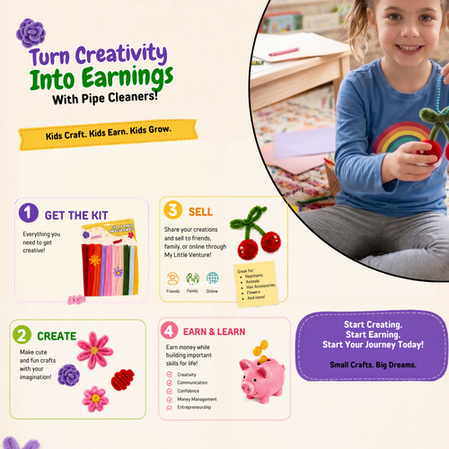 Kids Pipe Cleaner Flower Making Kit – Create, Sell & Earn | 1000pc Craft Business Starter Set