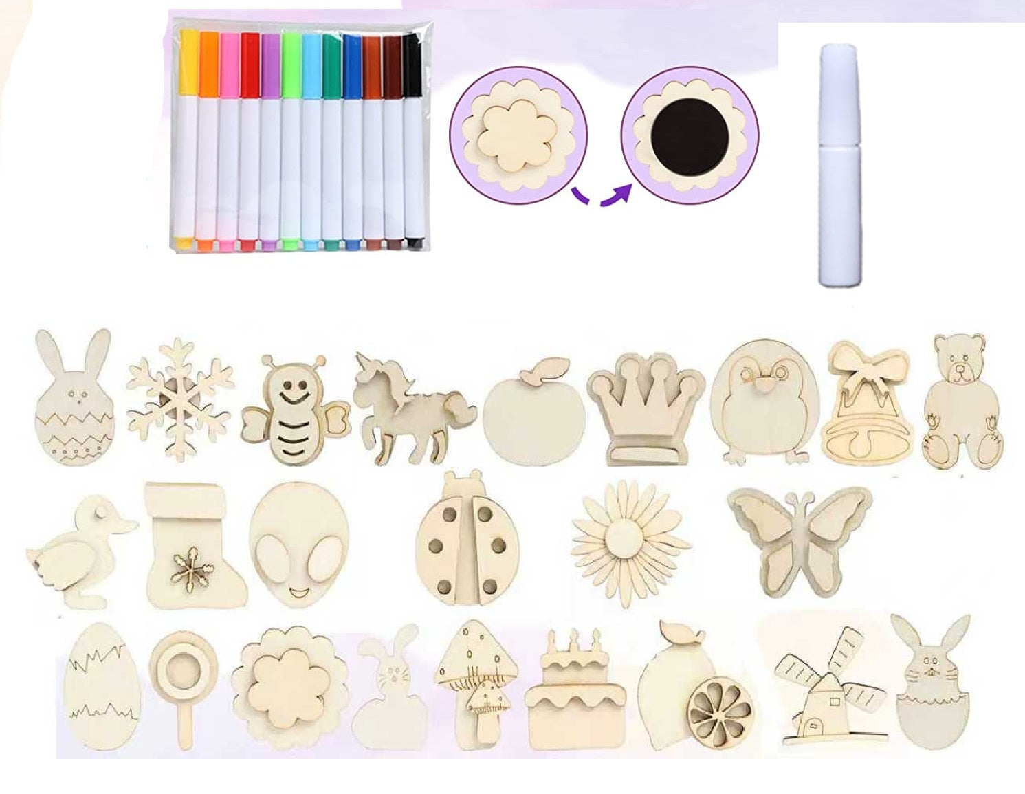 Kids DIY Wooden Magnet Painting Kit – Create, Sell & Earn | Paint Your Own Fridge Magnets Craft Business Starter Set