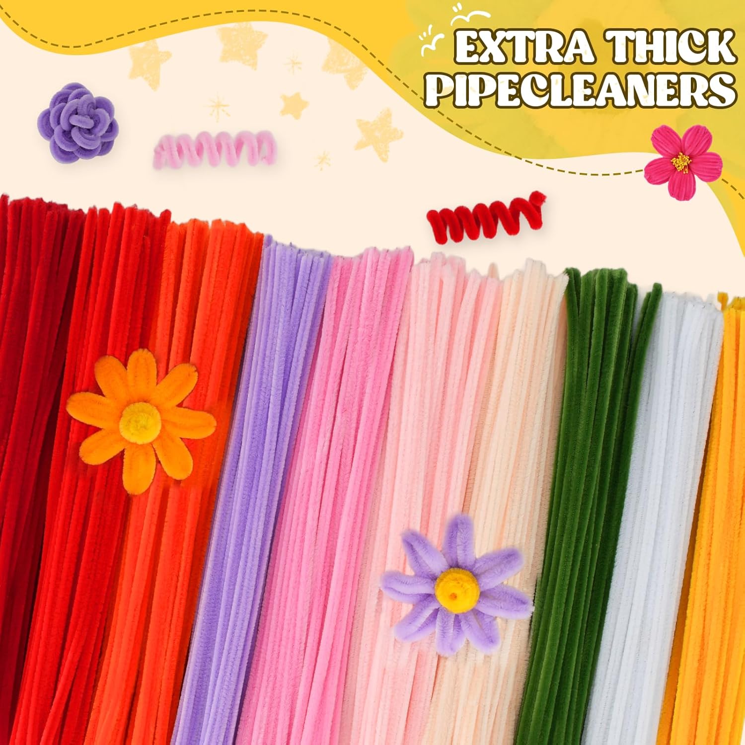 Kids Pipe Cleaner Flower Making Kit – Create, Sell & Earn | 1000pc Craft Business Starter Set