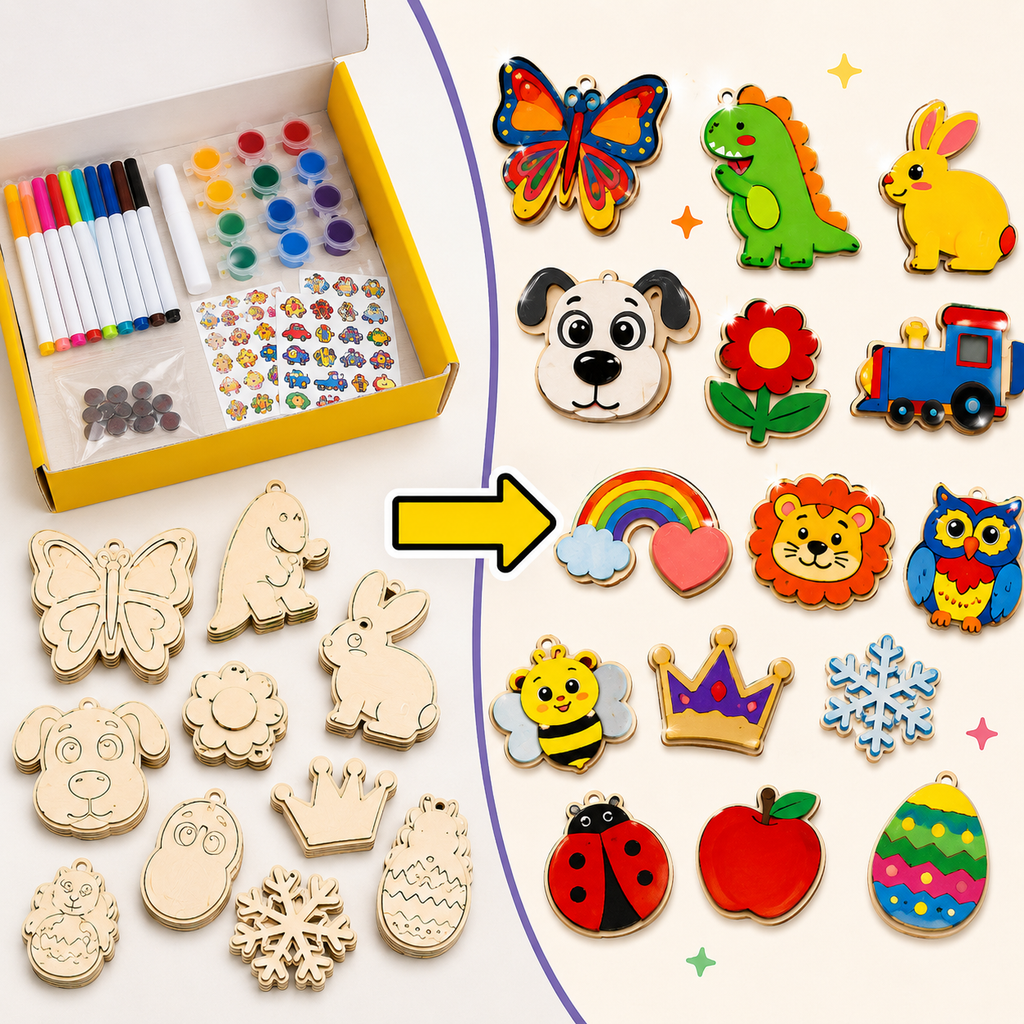 Kids DIY Wooden Magnet Painting Kit – Create, Sell & Earn | Paint Your Own Fridge Magnets Craft Business Starter Set