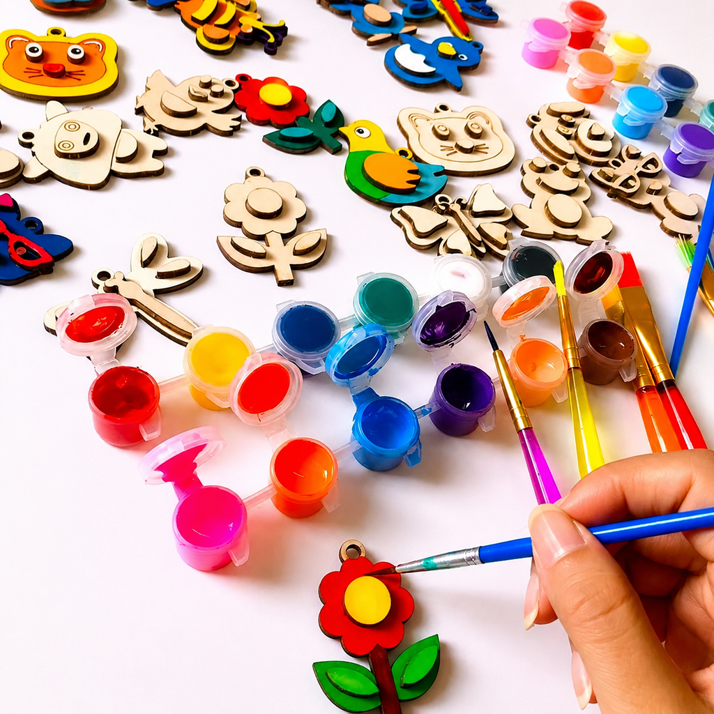 Kids DIY Wooden Magnet Painting Kit – Create, Sell & Earn | Paint Your Own Fridge Magnets Craft Business Starter Set