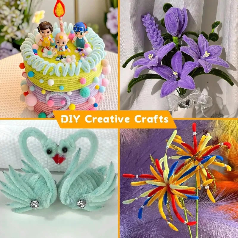 Colorful Chenille Stem Pipe Cleaners – Bulk Pack for Kids' Crafts (100–1000 Pcs)