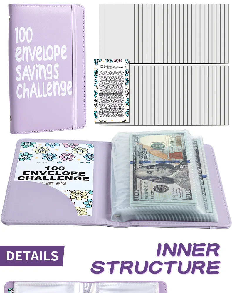 100 Envelope Challenge Binder – Fun Kids' Savings Tracker with Cash Envelopes