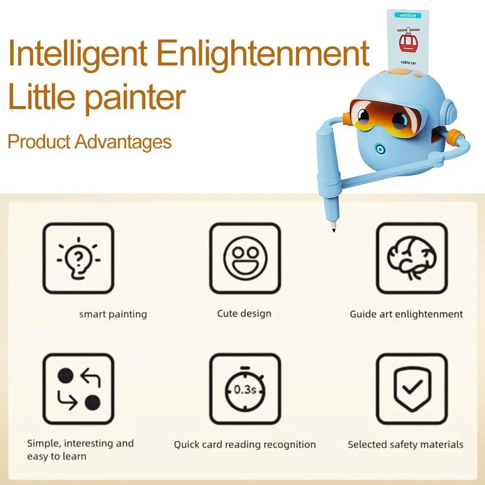 Smart Drawing Robot for Kids – Voice-Guided Art Machine with 100 Creative Cards