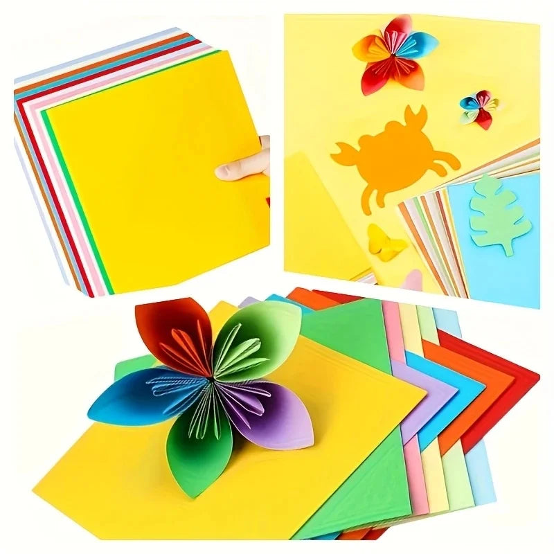 Mixed Color Craft Paper – 100 Sheets in 10 Colors for Kids' Crafts & Origami
