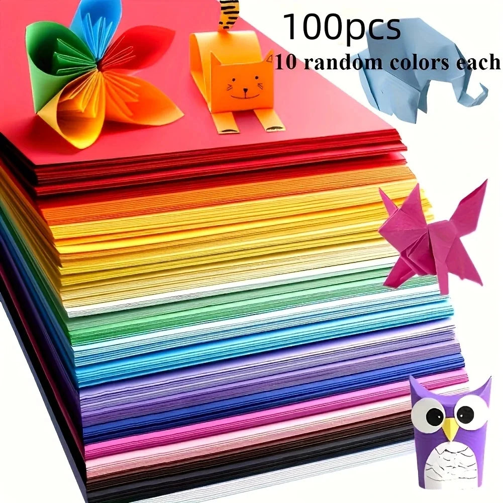 Mixed Color Craft Paper – 100 Sheets in 10 Colors for Kids' Crafts & Origami
