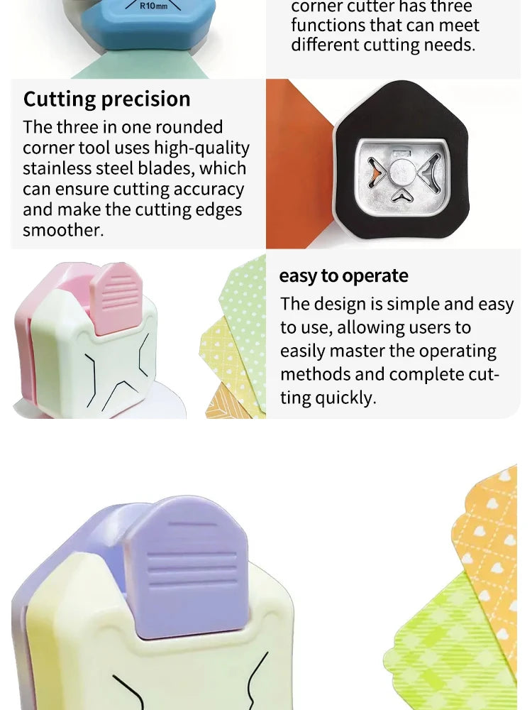 3-in-1 Corner Punch Tool – Round, Flat & Angled Corners for Cards & Crafts