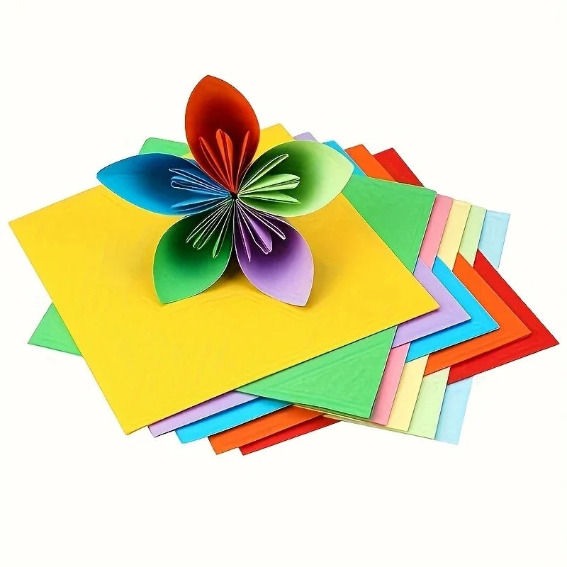 Mixed Color Craft Paper – 100 Sheets in 10 Colors for Kids' Crafts & Origami