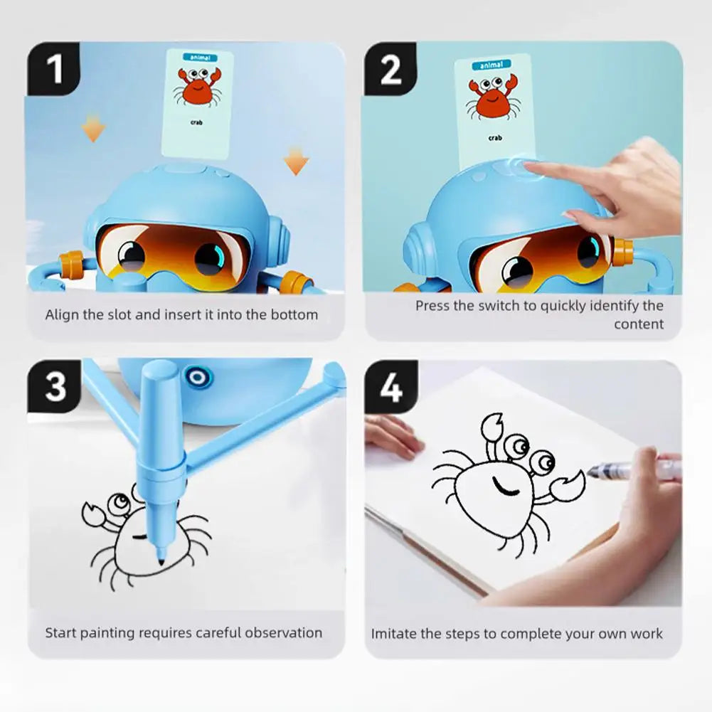 Smart Drawing Robot for Kids – Voice-Guided Art Machine with 100 Creative Cards