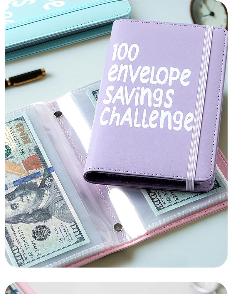 100 Envelope Challenge Binder – Fun Kids' Savings Tracker with Cash Envelopes